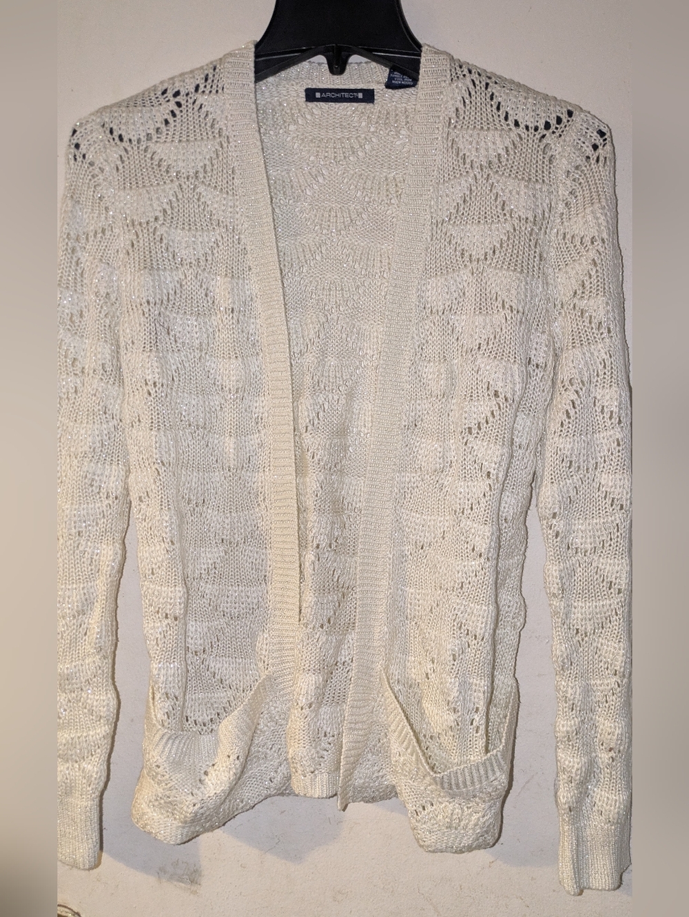 Architect Open-Front Cream Knit Cardigan